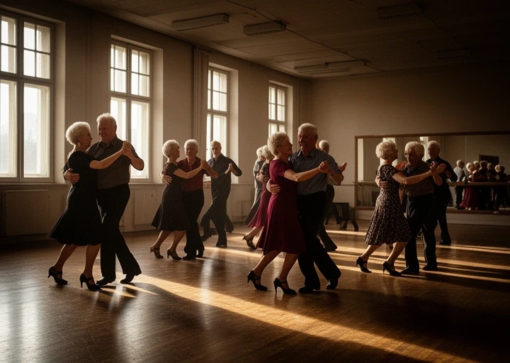 スタジオでの社交ダンスレッスン風景
